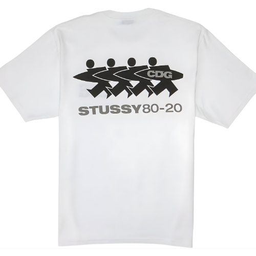 CDG x Stussy Surfman White T shirt - Shop Today