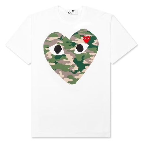 Comme des Garcons PLAY Play Camouflage Heart White T-shirt